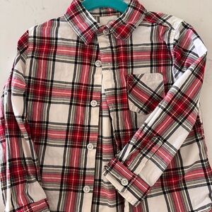 Wonder Nation Red, White, and Black Plaid Button-Down Shirt